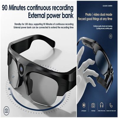 Videokamera-Sonnenbrille 4K Bluetooth für Fischen, springend, Skifahren im freien Fall