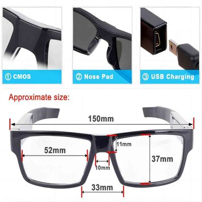 Sicherheit versteckte 32G der codierten Karte der Kamera-Sunglasses1080P eingebaute Noten-Steuerung