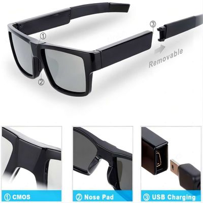 G2-64G verstecktes Sunglcasses mit dem Winkel 80°, der tragbare Körper-Videokamera notiert