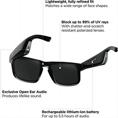 Drahtlose Bluetooth-Videosonnenbrille-Audiohände geben das Nennen von offenen Ohr-Kopfhörern frei