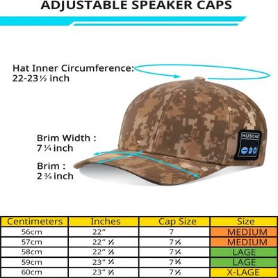 Bluetooth-Hut mit Sprecher justierbarer eingebauter Batterie bis zu 24 Stunden Musikfreizeit für das Gehen, Skifahren, Trekkings-Radfahren