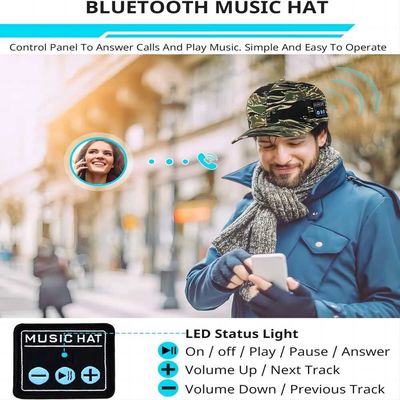 Bluetooth-Baseballmütze mit Kopfhörern, eingebautem Mikrofon und Stereosprechern, wieder aufladbarer Musikhut USBs für Mannfrauen