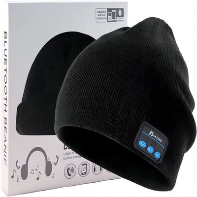 Bluetooth-Beanie, das doppelte Vlies, das mit Bluetooth 5,1 drahtlose warme gezeichnet wird, stricken Beanie Bluetooth Hat