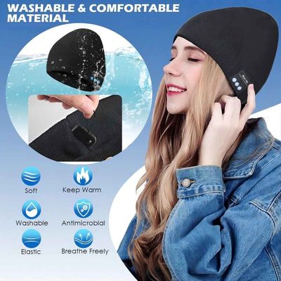 Bluetooth-Beanie, das doppelte Vlies, das mit Bluetooth 5,1 drahtlose warme gezeichnet wird, stricken Beanie Bluetooth Hat