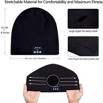 Bluetooth-Beanie, das doppelte Vlies, das mit Bluetooth 5,1 drahtlose warme gezeichnet wird, stricken Beanie Bluetooth Hat