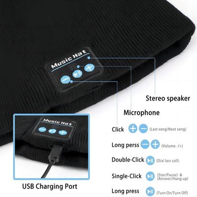 Bluetooth-Beanie, das doppelte Vlies, das mit Bluetooth 5,1 drahtlose warme gezeichnet wird, stricken Beanie Bluetooth Hat