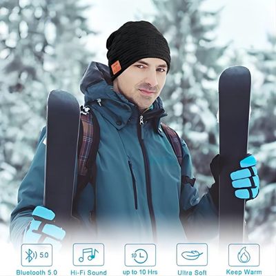Schwarzer Hut drahtlosen Bluetooth Sprechers Bluetooths Beanie Hat mit Musik als Versorgung von Stuffers-Geschenken für Familie genießen