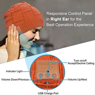 Orange Musik-freihändige Anrufe Bluetooths Beanie Hat Wireless Headset Listening