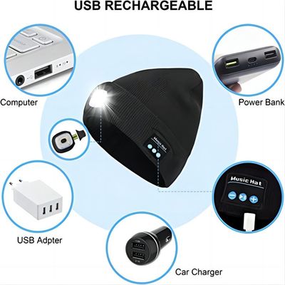 4 LED-Scheinwerfer-Bluetooth-Kopfhörer-Hut mit drahtlosen Kopfhörer-Geburtstags-Geschenken
