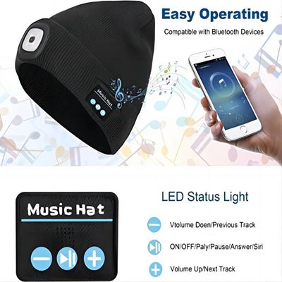 4 LED-Scheinwerfer-Bluetooth-Kopfhörer-Hut mit drahtlosen Kopfhörer-Geburtstags-Geschenken