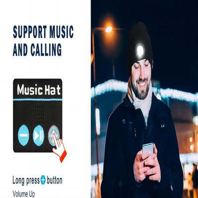Unisextaschenlampen-Bluetooth-Hut mit hellem drahtlosem Kopfhörer-Musik-Hut