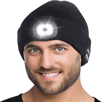 Unisextaschenlampen-Bluetooth-Hut mit hellem drahtlosem Kopfhörer-Musik-Hut