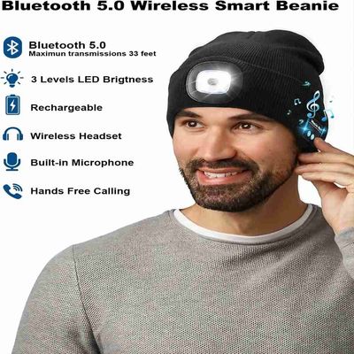 Drahtloser Kopfhörer-Bluetooth-Kopfhörer-Hut mit Licht-Weihnachtsgeschenken