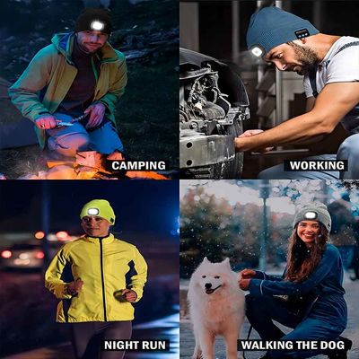 Drahtloser Kopfhörer-Hut Bluetooths mit hellem Bluetooth Beanie Night Biking
