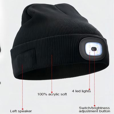 Drahtloser Kopfhörer-Hut Bluetooths mit hellem Bluetooth Beanie Night Biking