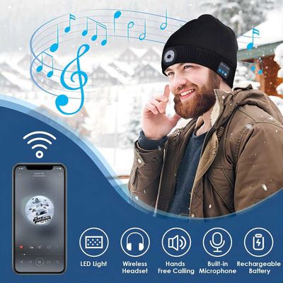 Drahtloser Kopfhörer-Hut Bluetooths mit hellem Bluetooth Beanie Night Biking