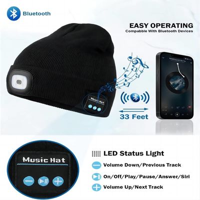 Drahtloser Kopfhörer-Hut Bluetooths mit hellem Bluetooth Beanie Night Biking
