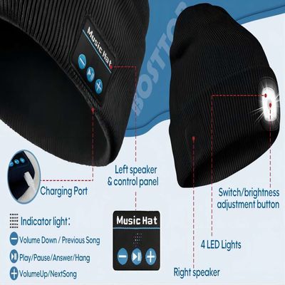 Unisex-Hände LED Beanie With Light USB Rechargable geben 4 LED-Scheinwerfer-Kappe frei