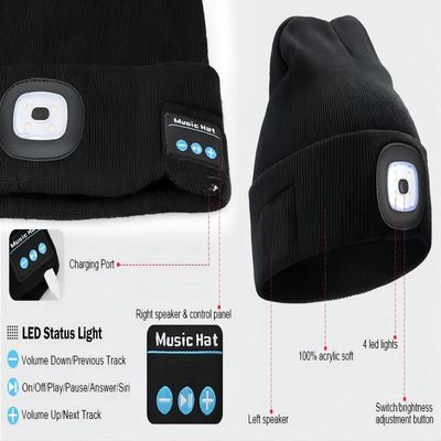 Scheinwerfer LED Bluetooth Beanie With, Unisex-USB Rechargable übergibt freien Scheinwerfer Frauen Männer Geschenke für Vati er Ehemann