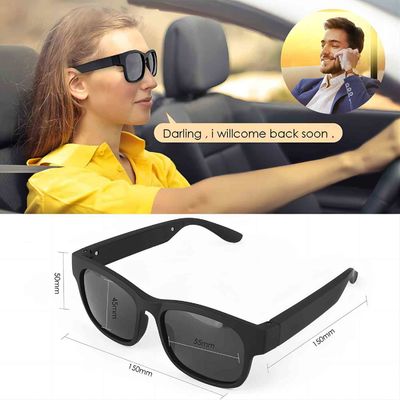 Offene Ohr-Kopfhörer-schwarze Bluetooth-Sonnenbrille-Lautstärkeregler-Anti-UVlinse