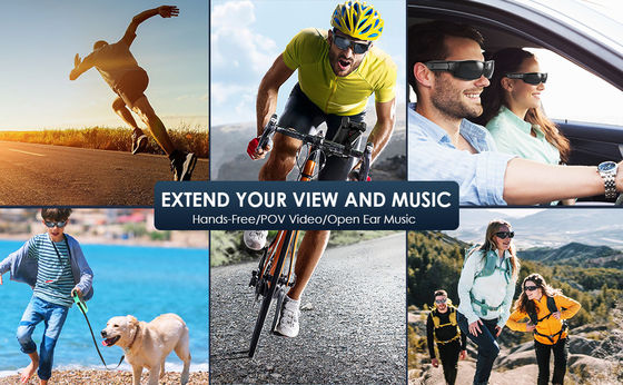 1920*1080P Bluetooth trägt Videosonnenbrille-offene Ohr-Musik-Telefon-Anrufe für Reiten zur Schau 